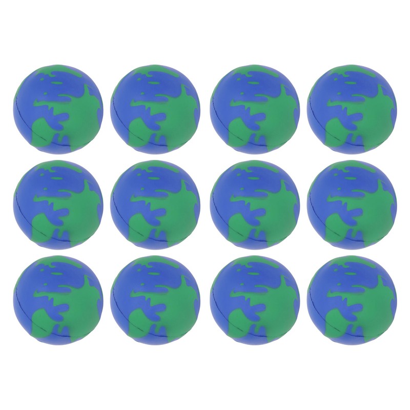 12PCS Globe Soft Ball 63mm Squeezable PU Portable Earth Stress