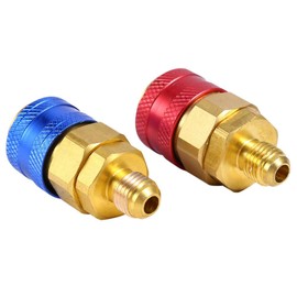 R134a Auto Car Quick Coupler Connector Brass Adapters, Air Conditioner Mini System Vacuum Port Adapter Low & High Side AC Manifold