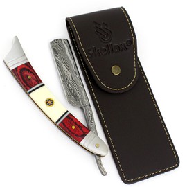 Damascus Straight Razor - Custom Shaving Blade for men - Damascus Steel Barber Approved - Straight Edge Razor For Men - Mens Straight Razor Kit -Travel Case - Best Gift Set For Him