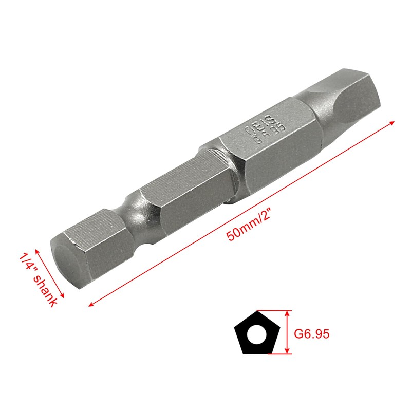 LDEXIN 10Pcs Magnetic Pentagon Head Screwdriver Bits 1/4" Hex Shank