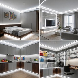 WOBANE COB LED Tape Light 16.4 ft (5M) Daylight Color "2000lm・1600LED・High Brightness・Remote Control・Dimming・Timer・No Installation Required" Indirect Lighting Double-Sided Tape 0.31 in Width
