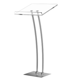 Vakiorn Acrylic Podium Lectern with Iron Stable Bottom, Pulpits for Churches with 10MM Thickened Acrylic Countertop, Multi Function Pulpit for Modern Classroom Music Concert Wedding Conference Event
