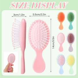 Epakh 6 Pack Mini Detangling Brushes for Kids, Toddlers, and Women - Soft Bristle Hair Brushes for Wet or Dry, Curly Hair in 6 Bright Colors