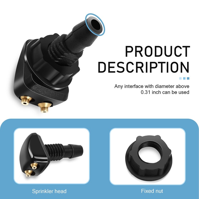 MLY 2 PCS Front Windshield Washer Nozzle, Double-headed Windshield Sprayer