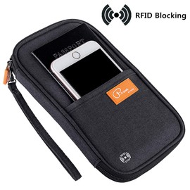 VanFn Travel Wallet Family Passport Holder RFID Blocking Travel Document Organiser Waterproof Holiday Passport Case Men Women for ID Card, Credit Cards, Flight Tickets, Money, Coins