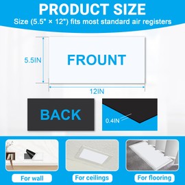 Powerful Magnetic Vent Covers,5.5 "X 12"Register Vent Cover for Home and RV, HVAC Iron Registers，Strong and Well-Fitting Floor Vent Covers/Air Vent Covers/Ceiling Vent Covers,2Pack