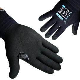 Ultiness® ProFlex Work Gloves Men & Women (6 Pairs) Gardening Gloves & Assembly Gloves, Nitrile Gloves, Breathable Work Gloves for Craftsmen, Precision Mechanics (9 - L)