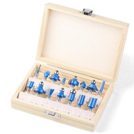 Router Bits Set 1/4" Inch Shank Tungsten Carbide Router Bits 15PCS T Shape Woodwork Tools for Commercial Users and Beginners
