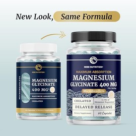 Magnesium Glycinate 400mg | High Absorption Magnesium for Sleep, Calm, Muscle Relaxation, Heart, Bone & Nerve Support for Women & Men | Advanced Microbeadlets | Chelated Mag Glycinate | 60 Ct.
