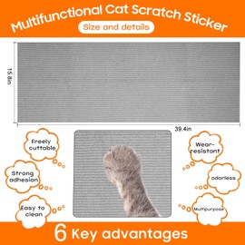 Furniture Protectors from Cats Scratching, Strong & Durable, a DIY Cat Scratching Board for Cats, Equipped with Adhesive Tape & Twist Nails, Cat Scratching Mat for Indoor Use.(39.4"x15.8")(Light Gray)