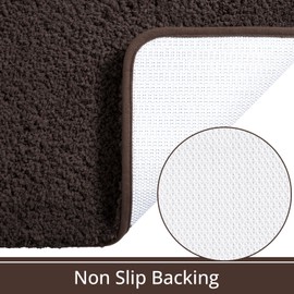 LOCHAS Bathroom Rug Runner 24x60 Inch, Soft Thick Absorbent Microfiber Bath Rugs for Bathroom, Machine Washable, Shaggy Plush Non Slip Bath Mat for Tub, Shower Floor, Quick Dry Mats, Brown