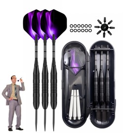 KUBDPQOR 3 Pcs Darts, Steel Tip Darts, Aluminum Shaft Metal Dart Set, Professional Darts Steel Tip Sets, Dart Tool for Professional Exercises Entertainment (Purple)
