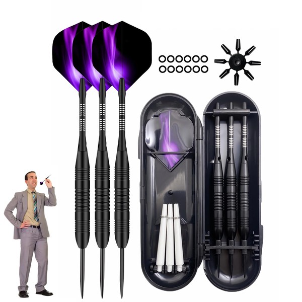 KUBDPQOR 3 Pcs Darts, Steel Tip Darts, Aluminum Shaft Metal