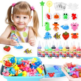 Abifny Magic Water Toy Elf Kit, Aqua Water Fairy Gel 12 Magic Gels Kit 12 Molds Creative Water Pets Squishy Toys for 4 5 6 7 Year Old Kids DIY STEM for Kids (12 Colors)