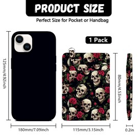 peacoblue Credit Card Holder Slim Wallet, Skull and Flower RFID Wallet Women Front Pocket Small Card Holder Travel Cute Funny Thin Card Case ID Window PU Leather RFID Blocking Card Organizer Gifts