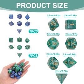 D&D Dice Set, 2 x 7 Set Color Dice 7-Die Polyhedral DND Dice Set with Storage Bags RPG DND D20 D12 D10 D8 D6 D4 D% Game Dice for Dungeons and Dragons RPG MTG Role Playing Card Table Games