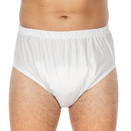 SUPRIMA 1207 Mens PVC Slip On Pants for Light to Medium Incontinence White X-Large