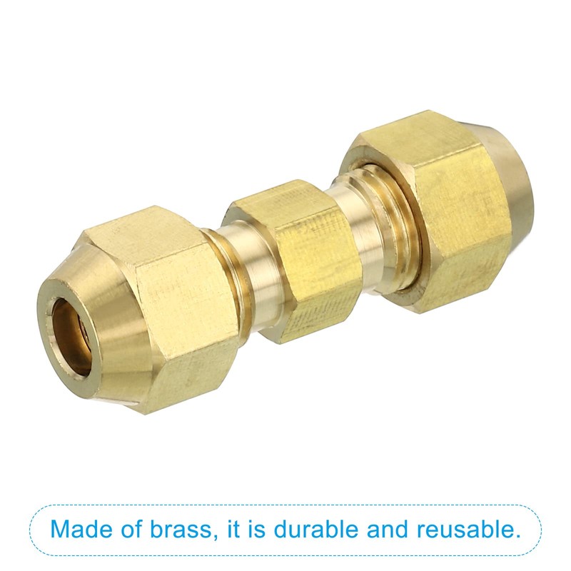 PATIKIL 2 Sets 6.35mm Outside Diameter Brass Rare Union Connector