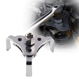 RULLINE 3 Jaw Adjustable Oil Filter Wrench Tool,Universal Fits Diameters 2-1/4-4 1/4 Inches Oil Filter,Fit 3/8 and 1/2 inch Drive Silver