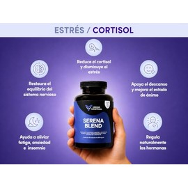 Serena Blend Sueño Reparador Reduce Cortisol Cápsulas Para Mujeres 90 Unidades con Adaptogenos Rhodiola Citrato de Magnesio L teanina GABA