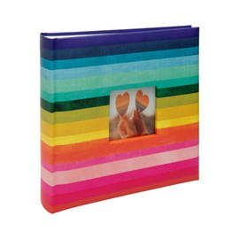 Kenro Rainbow Photo Album 200 Photographs 6x4 Inch / 10x15cm Brightly Coloured Horizontal Stripes with Slip In Pages - KRA101