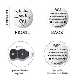 Pawpaw Papa Fathers Day Gift for Grandpa Papaw Pocket Hug Token for Grandfather Granddad Fathers Day Keyring Gifts for Dad Grandpa Retirement Gift for Papaw Dad I Love You Papa Keychain Gifts