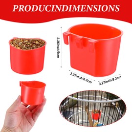 60 Pieces Cage Cups Birds Hanging Feeders Seed Bowl 8 oz Plastic Chicken Feeder Water Bowl Hanging Chicken Waterer Feeding Watering Dish Coop Cups for Gamefowl Parrot Parakeet Poultry(Red)