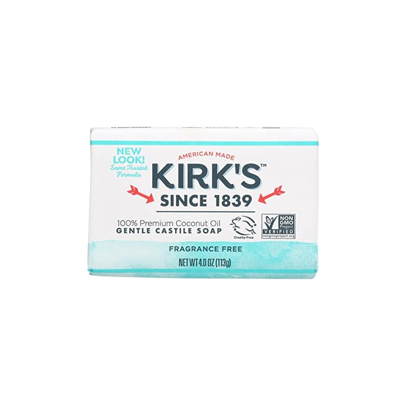Kirk's Natural Original Coco Castile Soap Fragrance Free, 4 Ounce