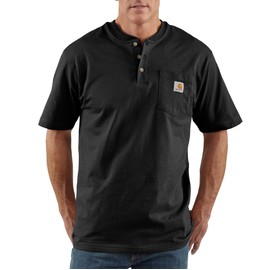 Carhartt Men's Workwear Pocket Henley Shirt, Black, Large
