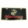 EAGLE EMBLEMS Marines USMC Marine Black and Gold Aluminum License Plate Tag
