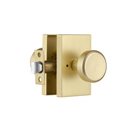 STARPY Gold Door Knobs,Interior Door Handles for Bath & Bed, Satin Brass Heavy Duty Door Knob with Lock