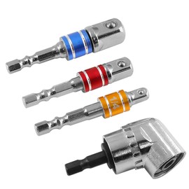 Aracombie Universal Driver Set, 3pcs 1/4 3/8 1/2 Inch Drill Bit Socket Adapter Set, Silver 105 Degree Right Angle Drill Attachment, Hex Impact Driver Extension Bit Set Drill Bit Screwdriver Socket Set