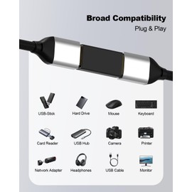 YORUNOHOSHI USB Female to Female Adapter, Aluminum Shell USB 3.0 Coupler Adapter Type A Female to Female Bridge Extension Connector Support 5Gbps Data Transfer and Fast Charge (8 Pack)