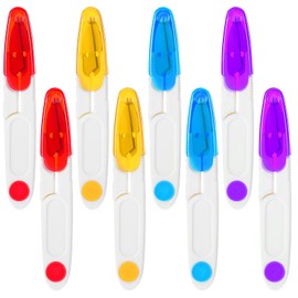 8Pcs Portable U Shape Scissor Sewing Scissors with Safety Cover Multipurpose Fishing Thread Yarn Scissor Craft Clipper Cutter for Cross Stitch Thread Sewing Knitting Trimming Craft DIY