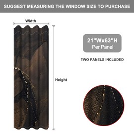 Baocicco Brown Marble Blackout Window Curtains for Bedroom Modern Luxury Art Fluid Gold Glitter Design Marble Curtains Darkening Texture Printed Window Drapes with Grommets 2 Panels 21x63 Inch