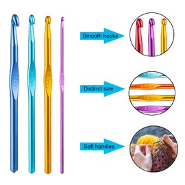 Weabetfu Aluminum Crochet Hook,Knitting Needles Crochet Needles for Knitting Craft Yarn,Crochet Hooks Size M,9mm-New