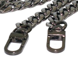 Model Worker DIY Iron Flat Chain Strap Handbag Chains Purse Chain Straps Shoulder Cross Body Replacement Straps with Metal Buckles (47", Gun-Black)
