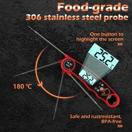 GeeRic Meat Thermometer Digital, Instant Read Meat for Roasting Grilling, Stainless Steel Analog Thermometer for Smoker, Turkey, Beef, Chicken Oven Safe