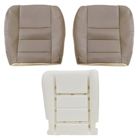 NLQR Driver Side Bottom Replacement Seat Cover Tan & Foam Cushion Compatible with Ford F250 F350 F450 F550 Lariat 2002 2003 2004 2005 2006 2007