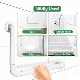 Hoanmpy ABS Stainless Steel Stylish L-Shaped Safety Handrail,20.7 * 14.8Inch Bathroom Mobility Aid Handrail, Wall Mounted Support Assist Shower Handle for Elderly Handicap