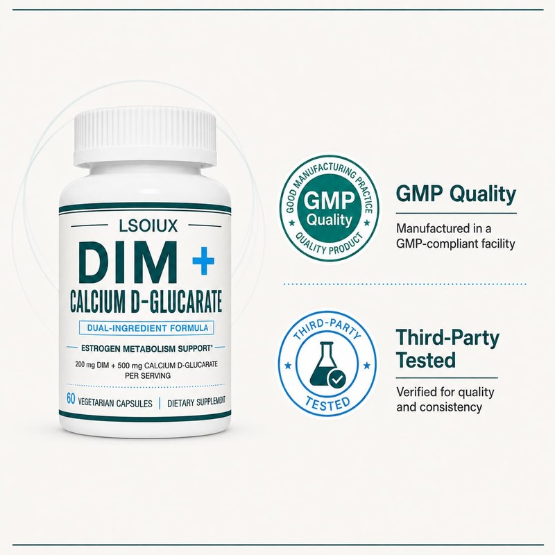 DIM Supplement 200 mg with Calcium D-Glucarate, 60 Vegetarian Capsules