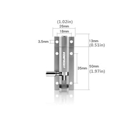 High-Grade Exquisite Aluminum Alloy Bolt Doors and Windows Universal Nickel Color Bolt Quality is Reliable（1.97in）