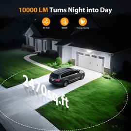 Onforu 90W Flood Lights Outdoor, 10000LM Brightness LED Flood Light with 4 Heads, Switch Controlled Floodlight, IP66 Waterproof 6500K Exterior Security Lights for Outside Yard Garage Patio