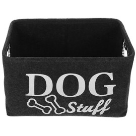 Alipis 1Pc Dog Toy Storage Basket - Durable Felt Organizer Box for Pet Toys, Living Room, Dark Grey