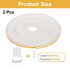 MECCANIXITY Weather Door Seal Strip Tape, Door Insulation Stripping Single Side Strong Self Adhesive Foam Tape Gap Filler for Door, Window, 1/4 Inch x 1/8 Inch x 26 Feet White