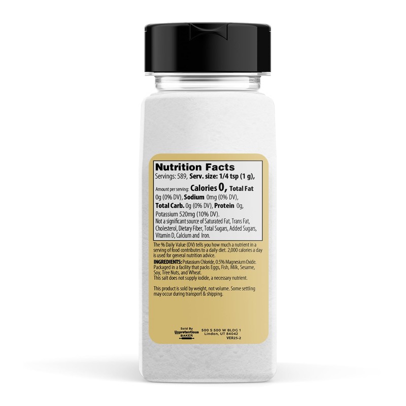 Unpretentious No Sodium Salt Substitute, 1.3 lb, Potassium Chloride, Salty