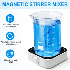 PRECIPETTE Magnetic Stirrer 500-3000 rpm 5L Laboratory Magnetic Stirrer Mixer Laboratory Stirrer 145 mm 5000 ml with 1 Stirring Fish Magnetic Stirrer