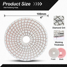 FOCSTOL Diamond Wet Polishing Discs - Pack of 6 100 mm Grit 3000 Diamond Sanding Pad for Granite Marble Artificial Stone Quartz for Angle Grinder