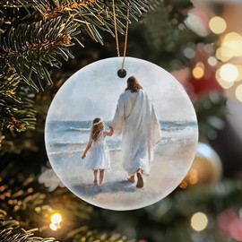 I am a Child of God, Lds Baptism Ornament, Jesus with Girl Walking on the Beach, Lds Baptism Gift, LDS Christian Gift, Meaningful Christmas Gift