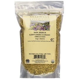 Elder Flowers Cut & Sifted Organic - 4 Oz,(Starwest Botanicals)